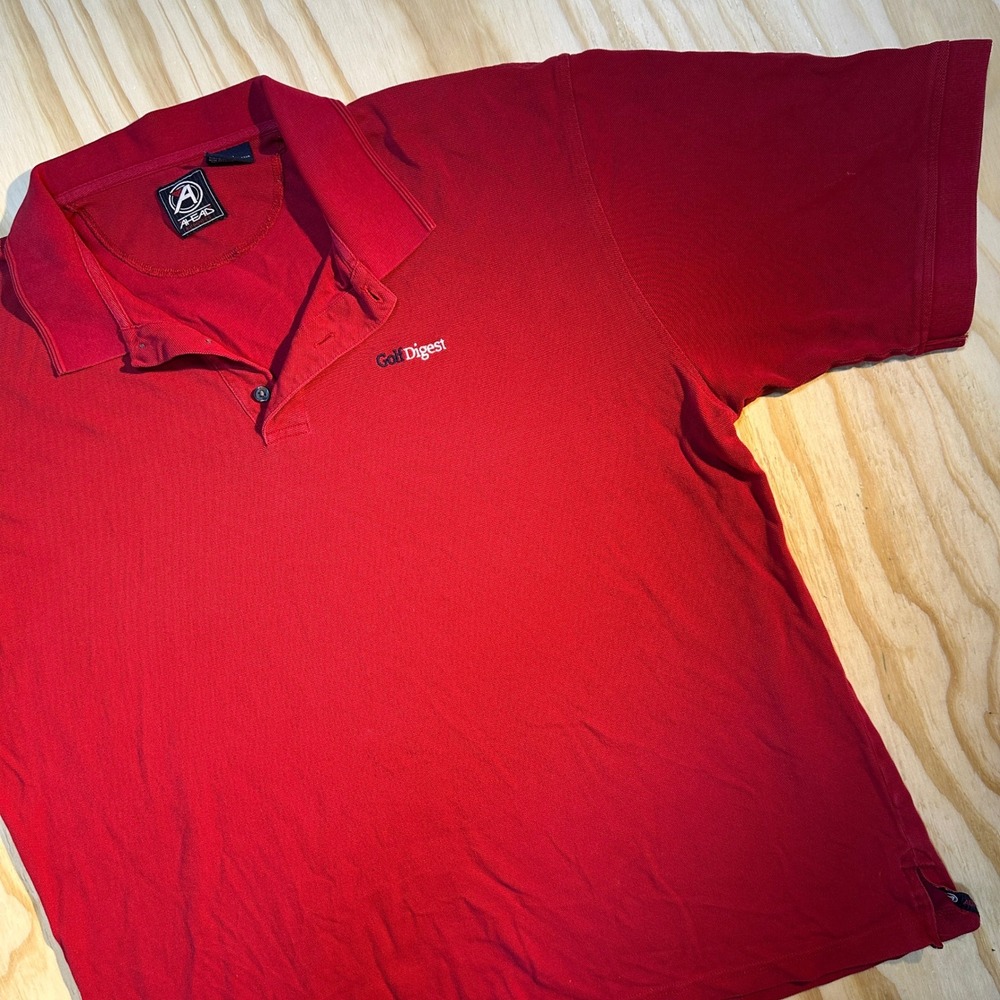 Ahead Mens XXL Red Golf Digest Embroidered Pique Cotton Polo Shirt